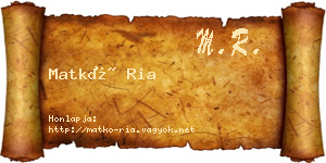 Matkó Ria névjegykártya